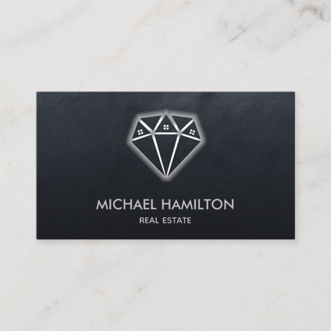 Carte De Visite Logo de maison diamant moderne de l'immobilier pro (Devant)