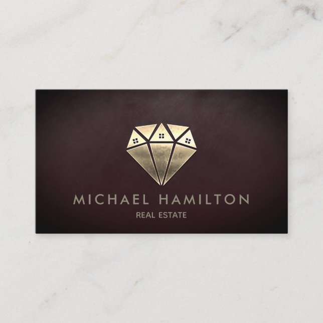 Carte De Visite Logo de maison en or pour l'immobilier professionn (Devant)