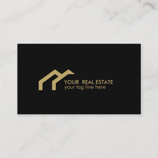Carte De Visite Logo de maison OR noir professionnel immobilier (Devant)