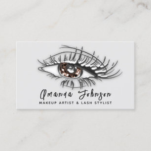 Carte De Visite Logo de maquillage Brown Brown Eyelash Qr Code Arg