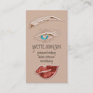 Carte De Visite Logo de maquillage Brows QRCode Rose Lip Gold Brow