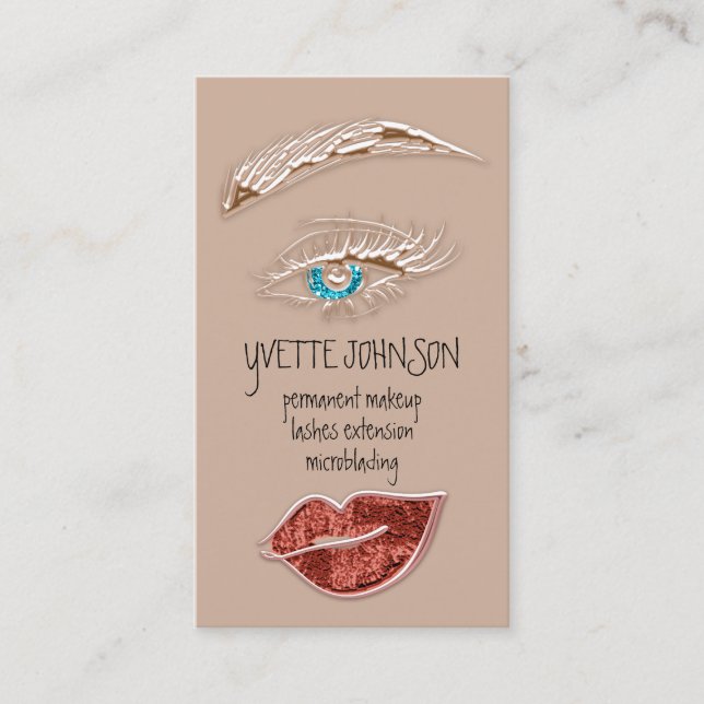 Carte De Visite Logo de maquillage Brows QRCode Rose Lip Gold Brow (Devant)