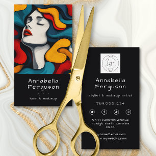 Carte De Visite Logo de Maquillage Cheveux Coloré Art Pop Moderne 