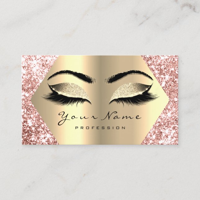 Carte De Visite Logo de maquillage de Parties scintillant d'or ros (Devant)