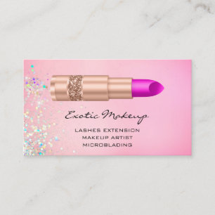 Carte De Visite Logo de maquillage de Parties scintillant rose Qr 