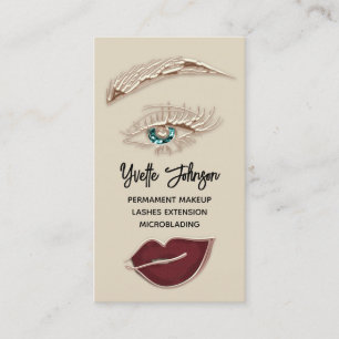 Carte De Visite  Logo de maquillage Eyelash Brow Code QR Lip Rose 