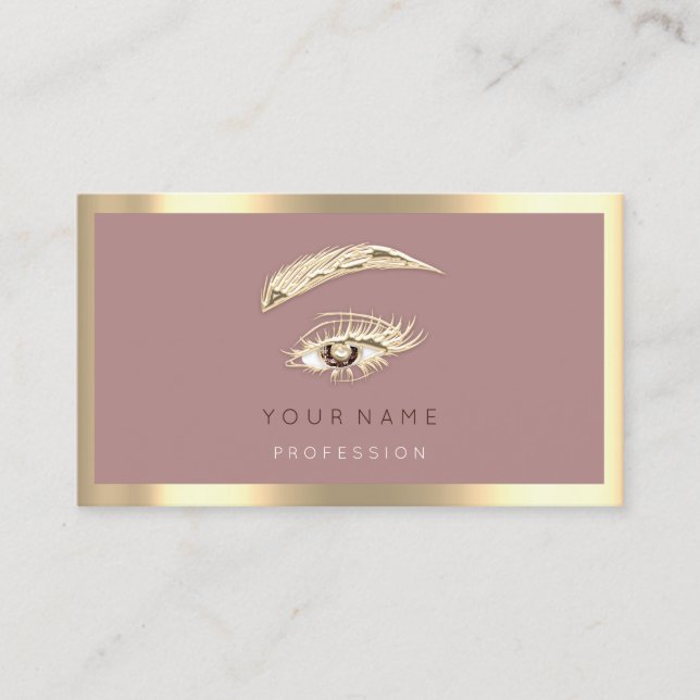 Carte De Visite Logo de maquillage Eyelash Brow Code Qr Rose Gold  (Devant)