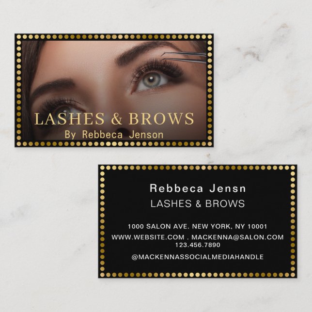 Carte De Visite Logo de maquillage Eyelash Brow Parties scintillan (Devant / Derrière)