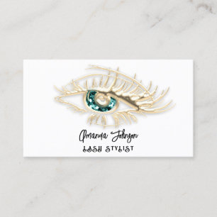 Carte De Visite Logo de maquillage Lash Brow White Green Eye QrCod