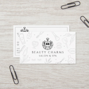 Carte De Visite Logo de maquillage noir & blanc de luxe Beauty Cha