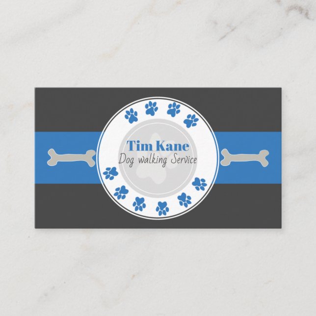 Carte De Visite Logo de marche d'empreinte de patte de chien (Devant)