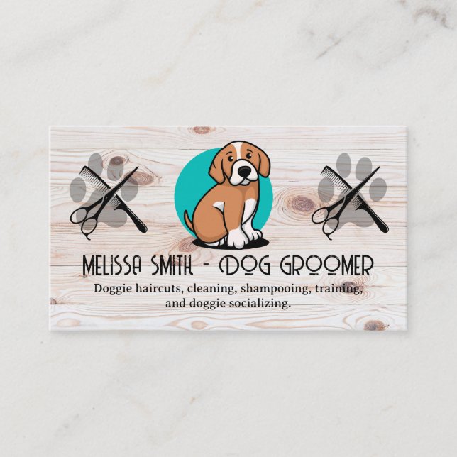 Carte De Visite Logo de marionnettes | Comb ciseaux | Groomer (Devant)