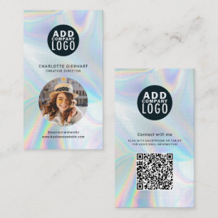 Carte De Visite Logo de marque moderne Code QR Photo holographique