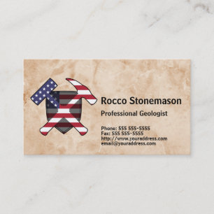 Carte De Visite Logo de marteau de la roche du géologue avec le