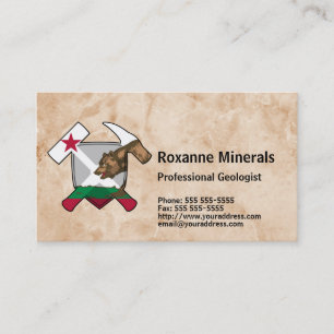 Carte De Visite Logo de marteau de la roche du géologue avec le
