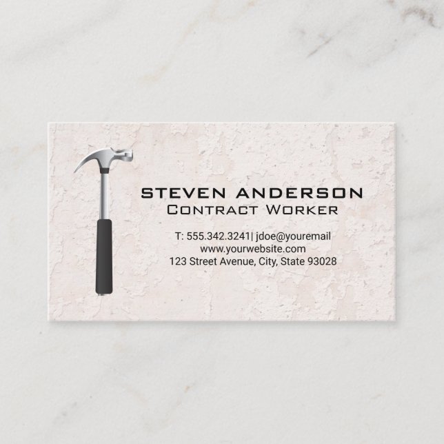 Carte De Visite Logo de marteau | Mur de texture de broyage (Devant)