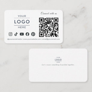 Carte De Visite Logo de médias sociaux à code QR minimaliste moder