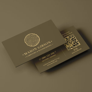 Carte De Visite Logo de menuisier moderne en taupe foncé