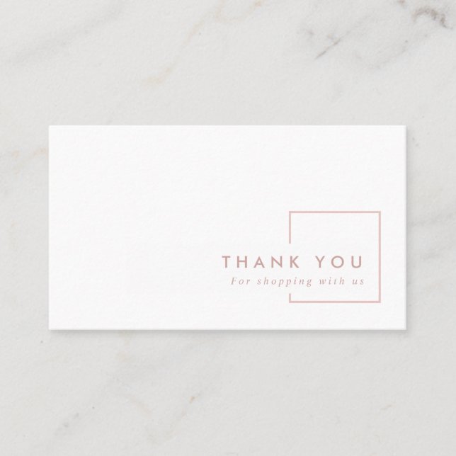 CARTE DE VISITE LOGO DE MERCI DE RECTANGLE BLANC ROSE MINIMAL (Devant)