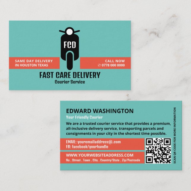 Carte De Visite Logo de messagerie, service de messagerie (Devant / Derrière)