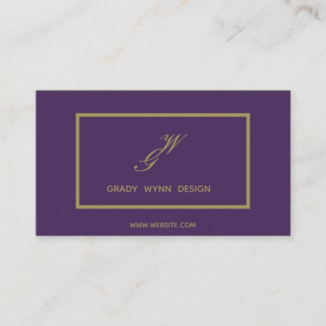 Carte De Visite logo de monogramme d'or pourpre poussiéreux (Devant)