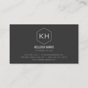 Carte De Visite Logo de monogramme gris Vintage professionnel