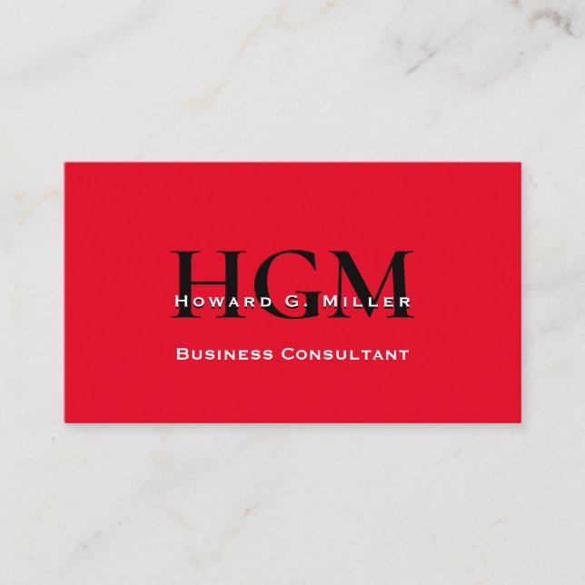 Carte De Visite Logo de Monogramme noir rouge d'affaires (Devant)
