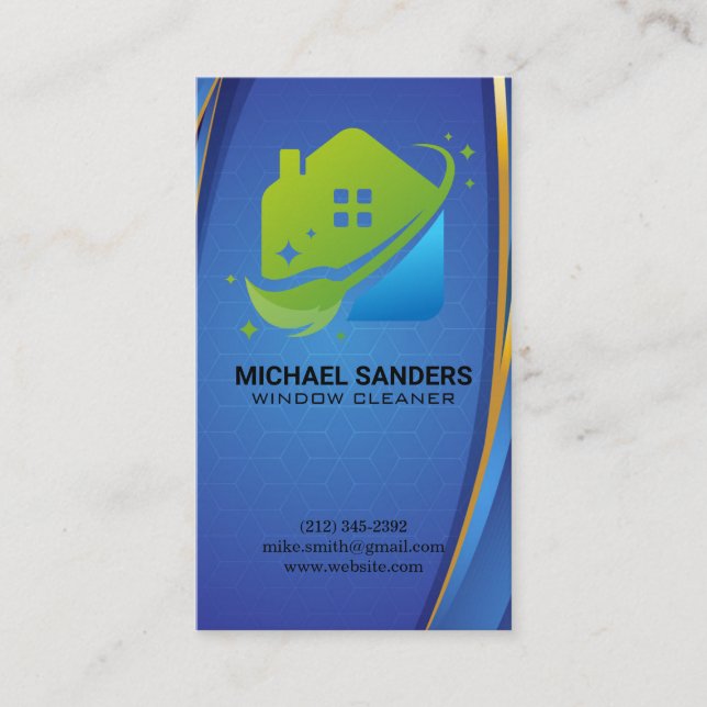 Carte De Visite Logo de nettoyage de la maison | Broom Sparkle (Devant)