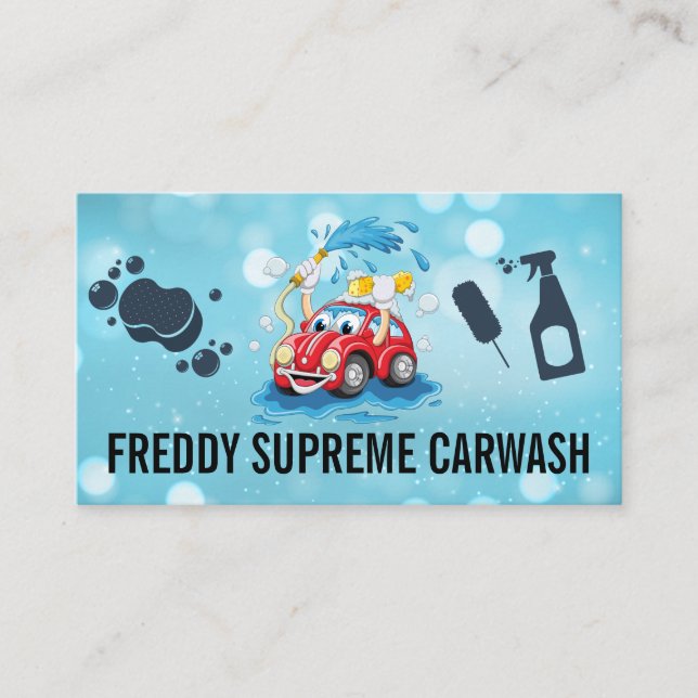 Carte De Visite Logo de nettoyage de la voiture de dessin auto (Devant)