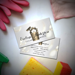 Carte De Visite Logo de nettoyage de luxe et bulles