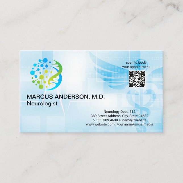 Carte De Visite Logo de neurologie | Arrière - plan Médicale (Devant)