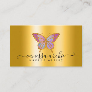Carte De Visite Logo de papillon métallique Parties scintillant or