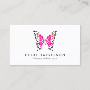Carte De Visite Logo de papillon rose sur blanc