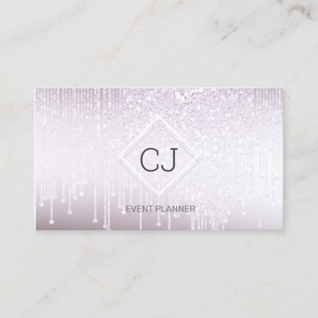 Carte De Visite Logo de Parties scintillant blanche classique mode (Devant)