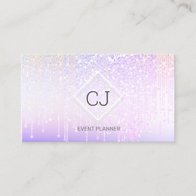 Carte De Visite Logo de Parties scintillant holographique moderne  (Devant)