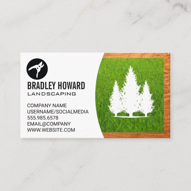 Carte De Visite Logo de paysage | Herbes et arbres (Devant)