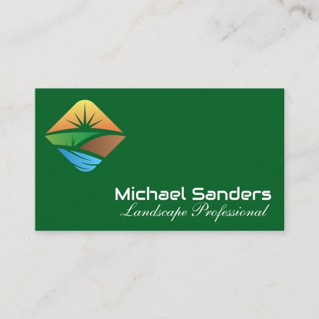 Carte De Visite Logo de paysage | Soleil (Devant)
