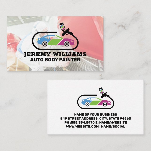 Carte De Visite Logo de peinture automatique | Travailleur qualifi (Devant / Derrière)
