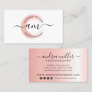 Carte De Visite Logo de peinture minimaliste or rose - Réseaux soc
