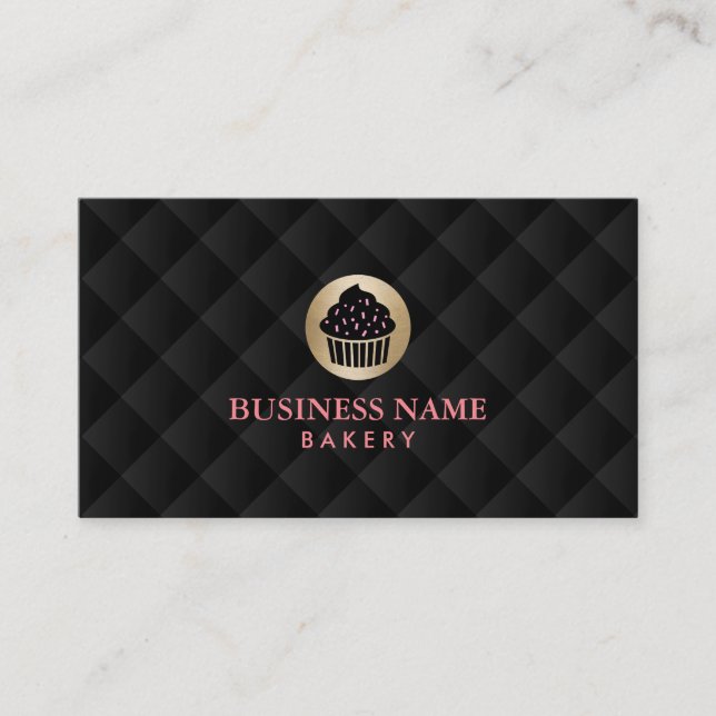Carte De Visite Logo de petit gâteau d'or de boulangerie élégant (Devant)