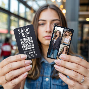 Carte De Visite Logo de photo d'icônes de médias sociaux de code Q