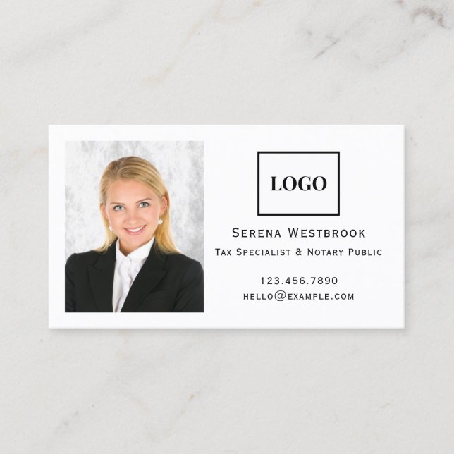 Carte De Visite Logo de photo professionnel simple moderne et code (Devant)