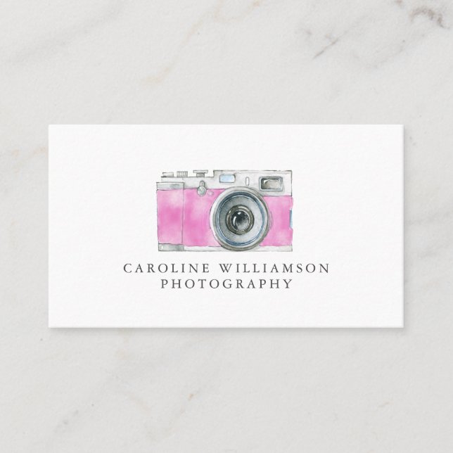 Carte De Visite Logo de photographie d'art de l'aquarelle rose Ret (Devant)