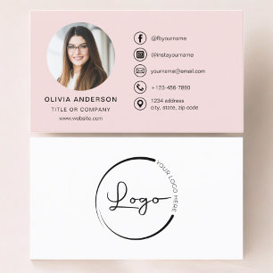 Carte De Visite Logo de photos en rose vif professionnel Médias so