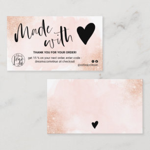 Carte De Visite Logo de pinceau rose parties scintillant or rose m