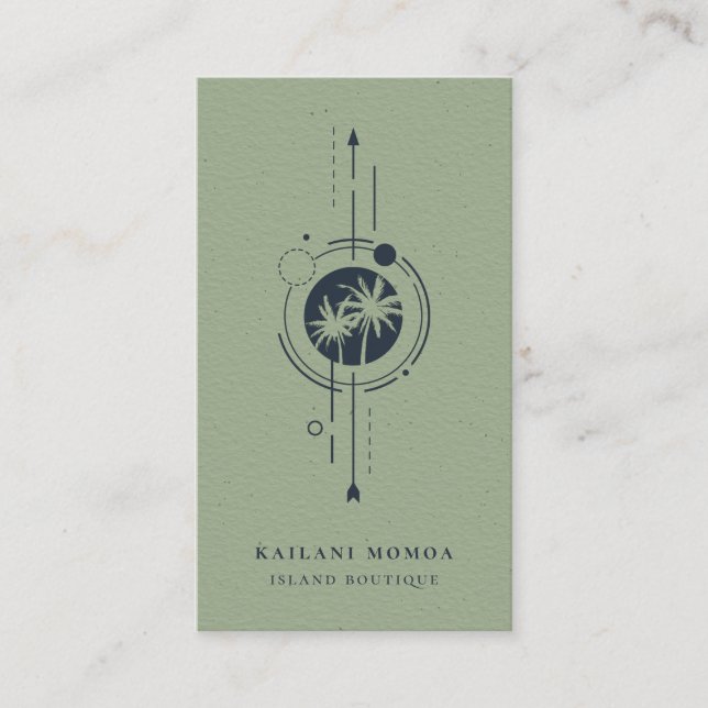 Carte De Visite Logo de plage de palmiers géométriques moderne (Devant)