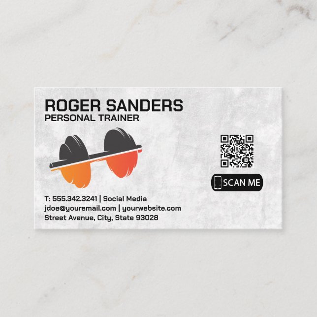 Carte De Visite Logo de poids de Dumbbell | QR (Devant)