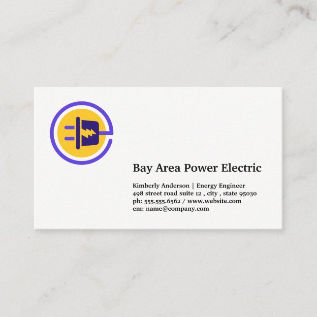 Carte De Visite Logo de prise électrique | Énergie (Devant)