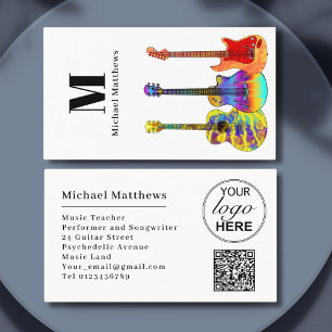 Carte De Visite Logo de professeur de musique guitariste moderne C