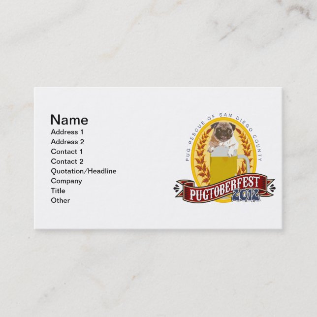Carte De Visite Logo de PRSDC Pugtoberfest (Devant)